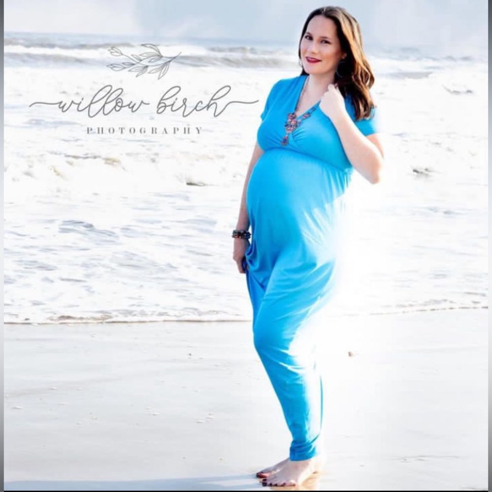 mother bee XL blue maternity dress - worn one time - Rayon material